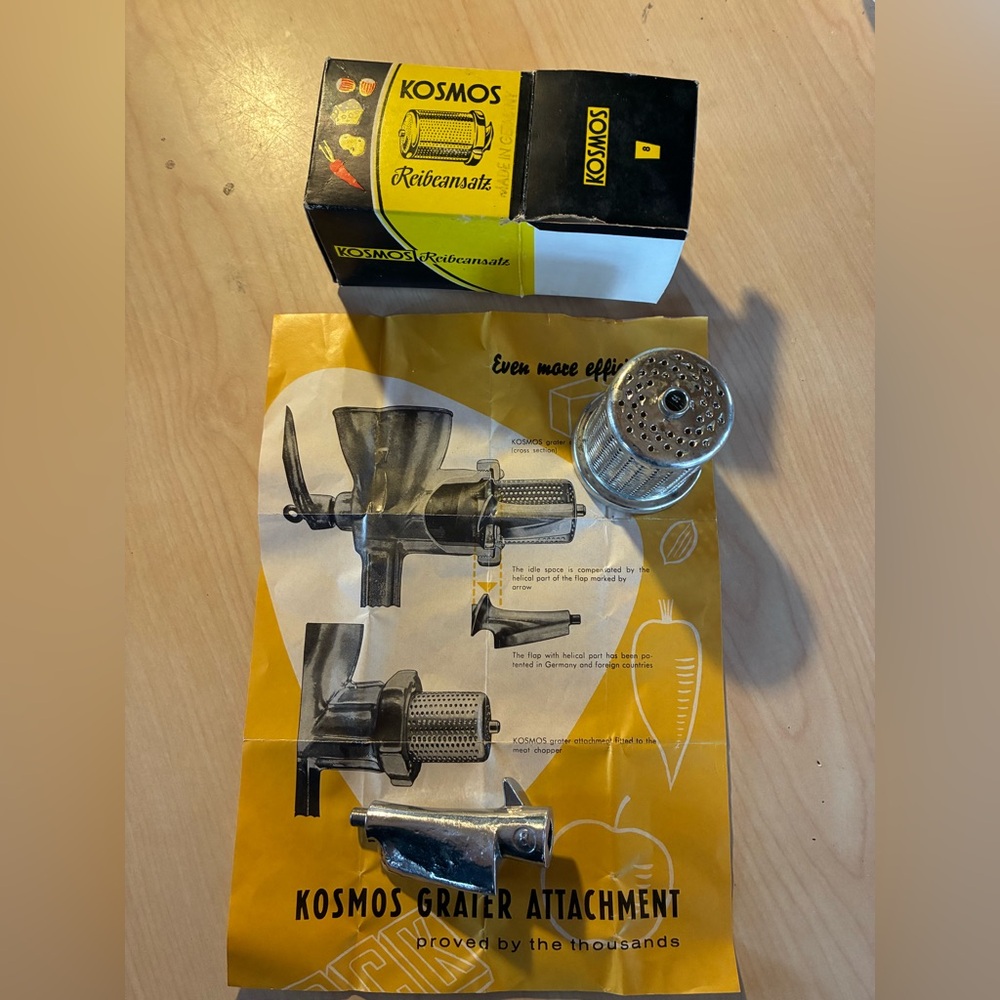 Vintage Kosmos Grater Attachment - Silver brand new in box
